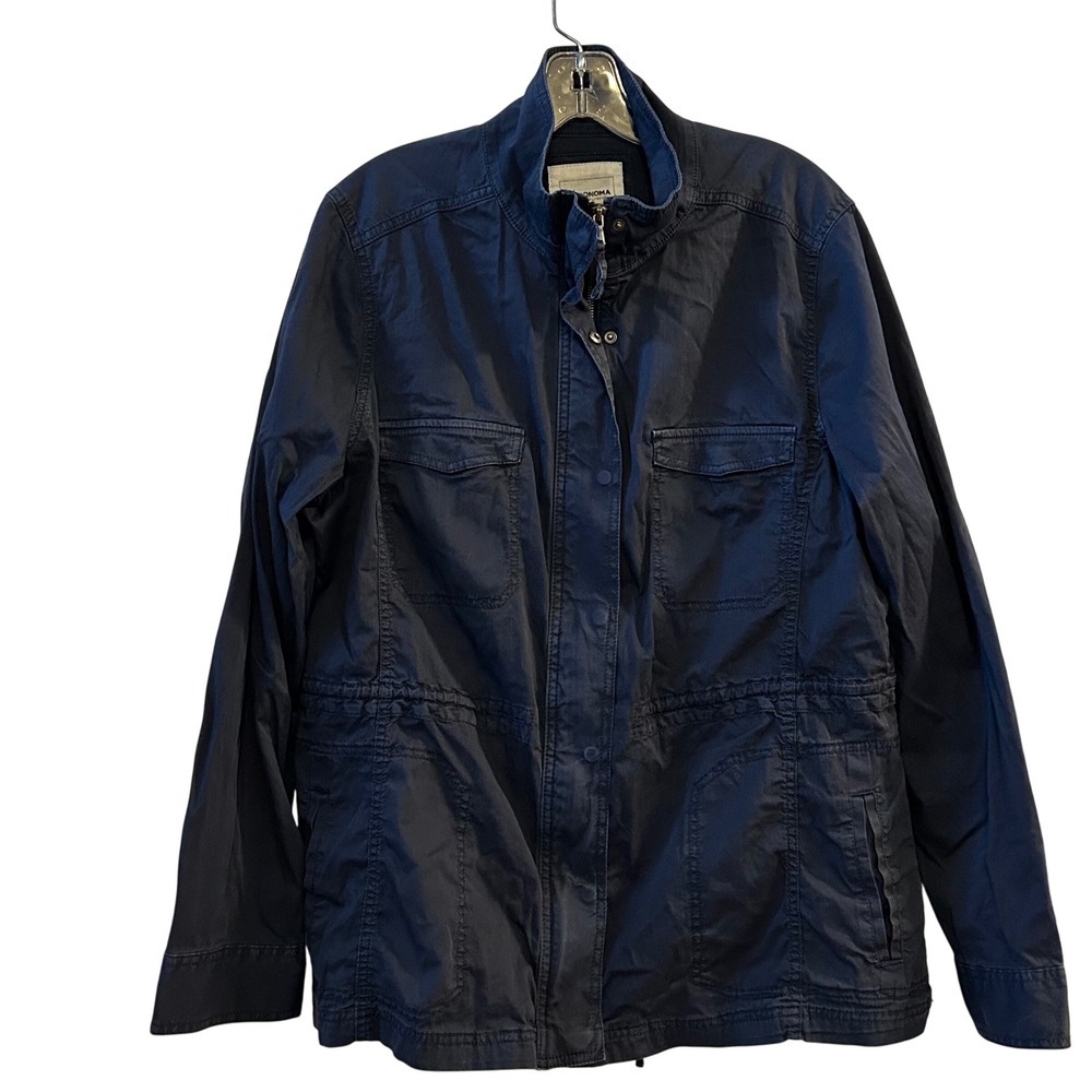 SONOMA GOODS FOR LIFE Navy Blue‎ Utility Jacket Full Zip Button Pocket Size XXL